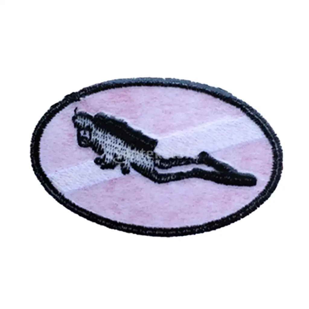 Ellipse 70 x 45mm Diver Down Flag Patch Patches Backpack Badge Scuba Diving Dive Iron On Embroidered Dive Flag Patch