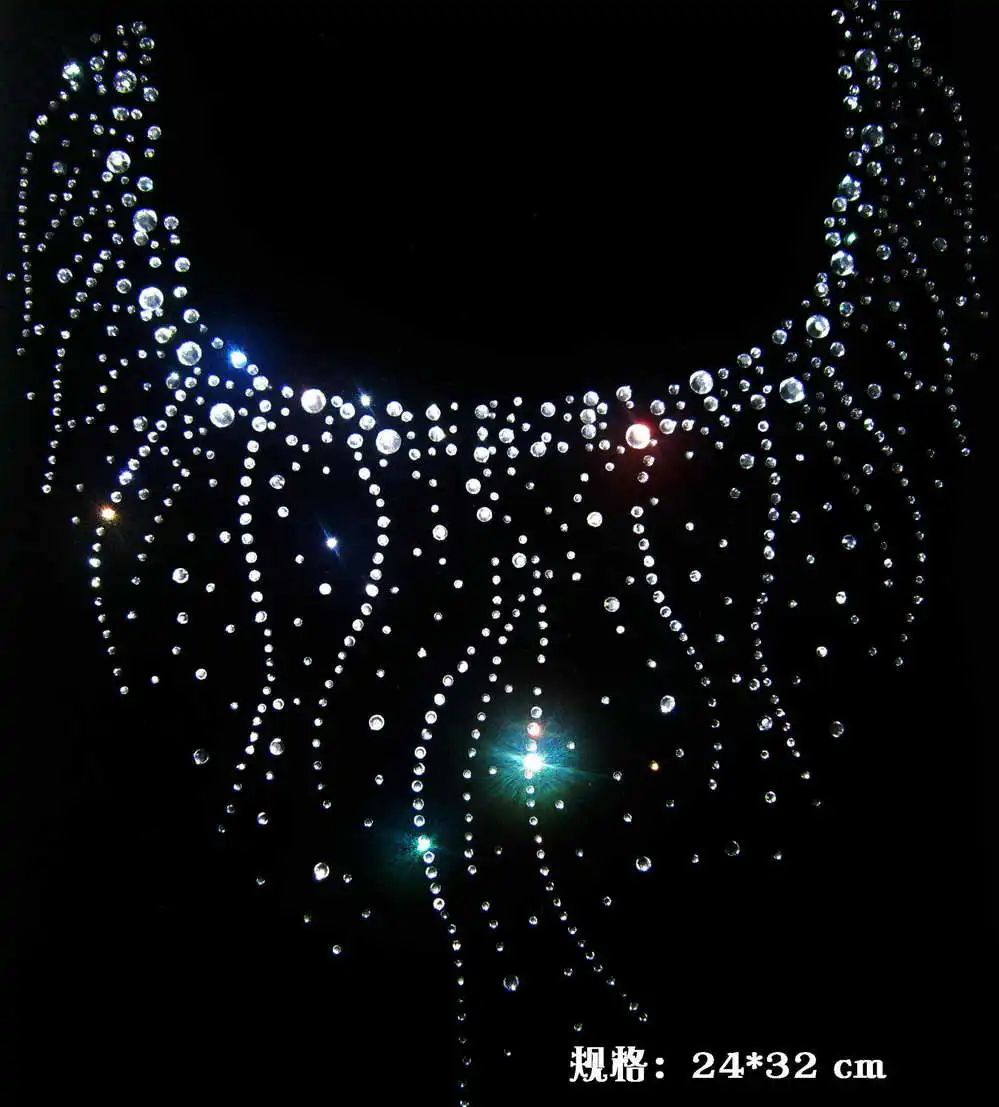 Grande scollatura decor hot fix strass ferro su trasferimenti di cristallo design pietra ferro su motivi di strass