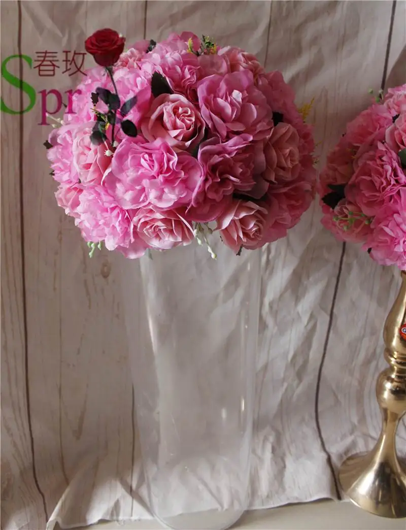 

SPR pink-Free shipping10pcs/lot wedding road lead artificial flower ball wedding table flowers centerpiece flower wall decoratio