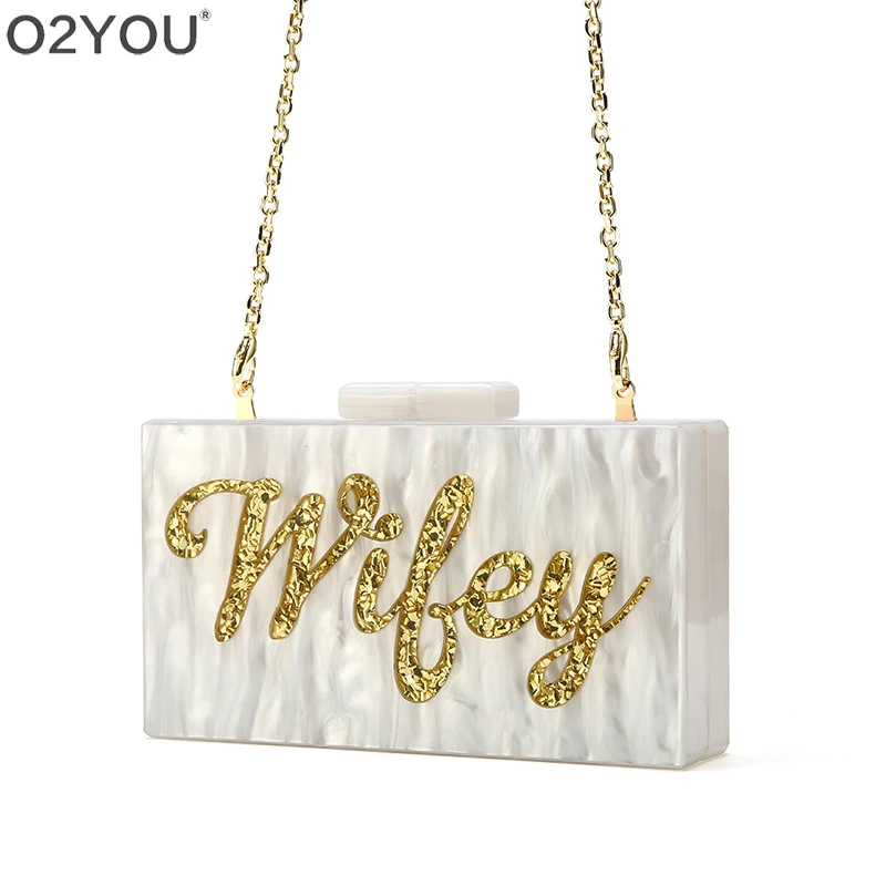 Wifey Name Women Acrylic Shell Messenger Shoulder Bag Bust Bag Crossbody Bag Money Phone Travel Wedding Party Purse drop ship