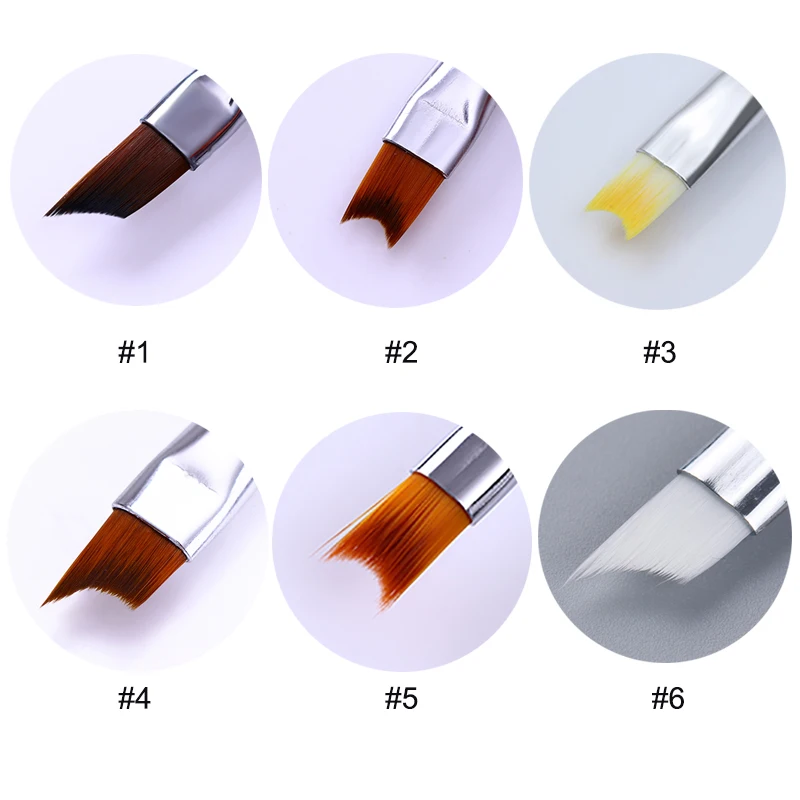 French Tip Nail Brush Silver Black Handle Half Moon Shape Acrylic Painting Drawing Pen Nail Art Tool