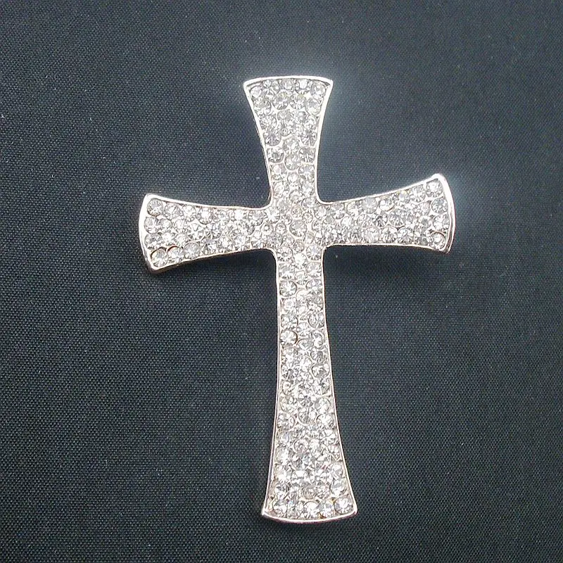 Fashion Brooches Clear Crystal Rhinestone Cross Costume Brooch Pin Pendant Exquisite Jewelry Champagne Golden, Item NO.: BH7665