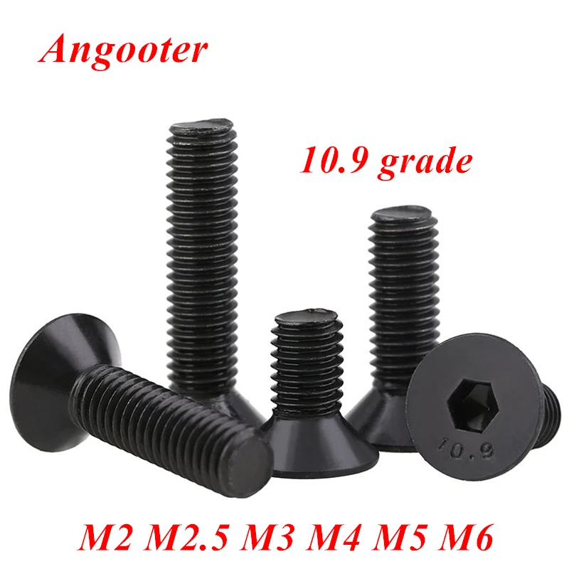 DIN7991 Black flat allen socket screw 10.9 grade steel M2 M2.5 M3 M4 M5 M6 Hex socket flat countersunk head screw screws Bolt