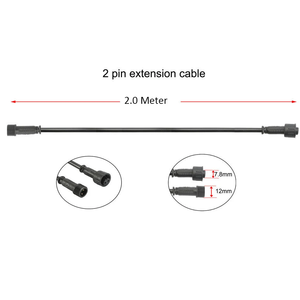 4x 6.56FT 2pin IP68 Extension Cable Wire Waterproof Male Female Connectors For Single Color LED Rock Light 4 & 8 Pods SUV 4X4WD