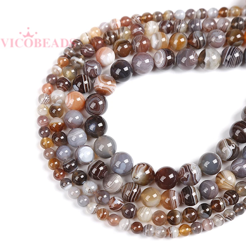 Natural Stone Botswana Sardonyx Agates Round Loose Beads 6 8 10 12MM 15