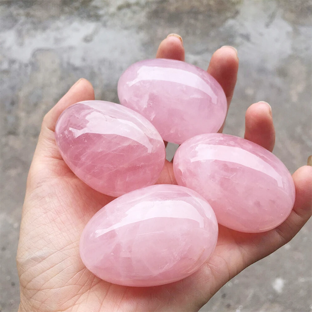 Pink rose quartz crystal anti age massages egg reiki healing natural stone and minerals home decoration for sale 1pcs