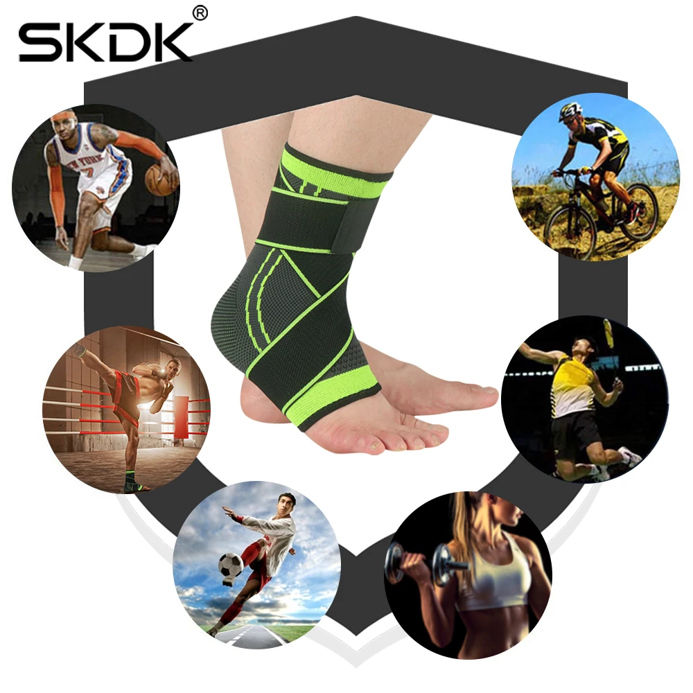 SKDK 1PC 3D Pressurized Bandage Ankle Support Wrist Sports Gym Badminton Ankle Brace Protector Foot Strap Sleeves Belt Elastic