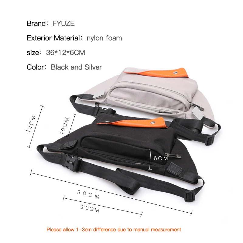 FYUZE Multifunction Men Bags  Shoulder Bag Waterproof Anti Theft  Chest Pack Short Trip Messengers Crossbody Bag Male