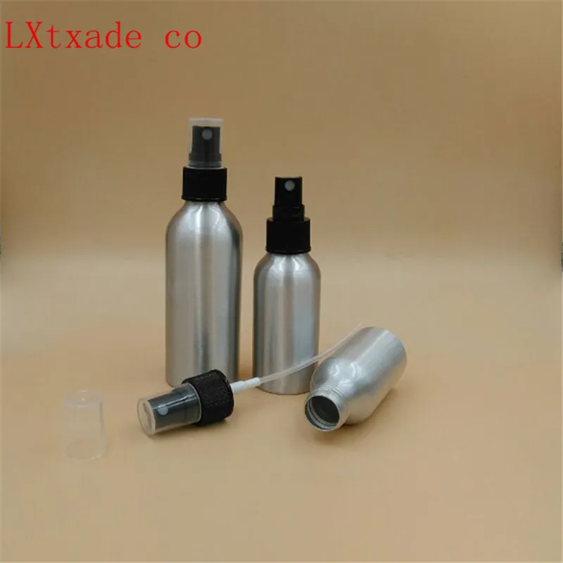 50pcs 30ml Aluminum Silver Bottles Spray Metal Black Sprayer perfume e liquid empty cosmetic containers packaging