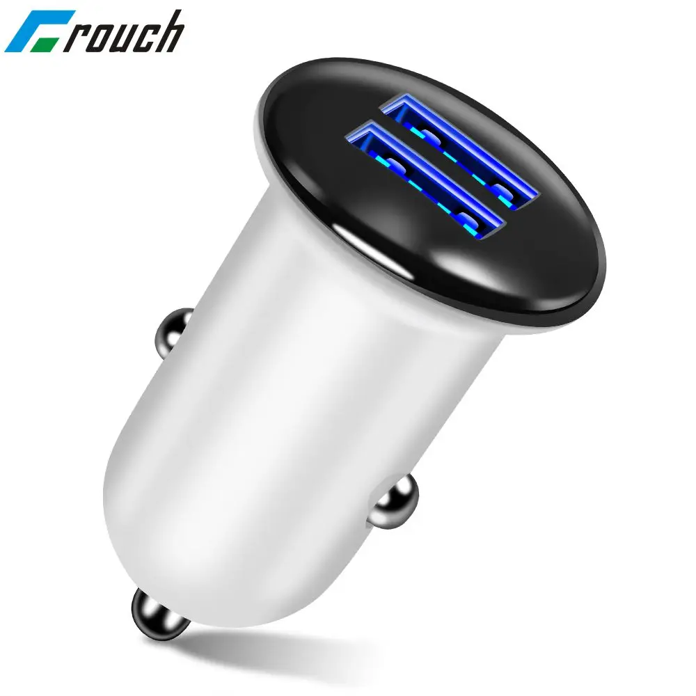 Crouch LED Dual USB Car Charger Adapter 2.1A Metal Car-Charger Mobile Phone Car USB Charger car-charger for Samsung S8  Iphone 7