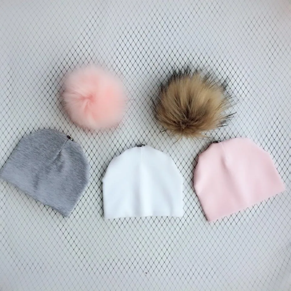 3 piece /set newborn baby children's hat with faux fur pom pom photograph props stuff for boys and girls born set kids toddler