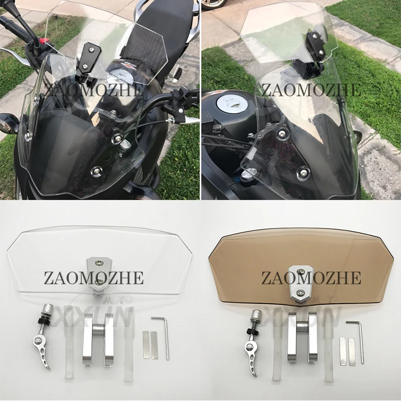 

Motorcycle Universal Adjustable Risen Clear Windshield Wind Screen Protecto for Yamaha YZF-R3 R1 R125 R25 R6