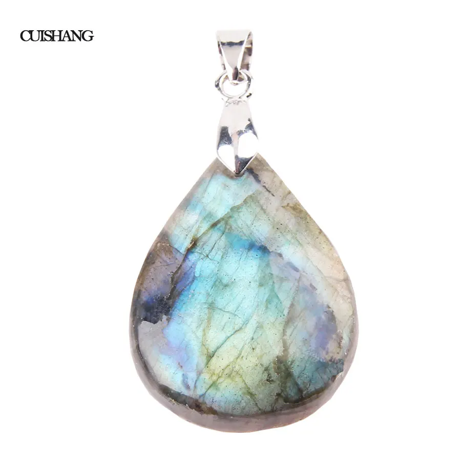 CSJ Natural irregular crystal Labradorite Pendants Moonstone Sunstone Necklace Divination spiritual meditation Fine Jewelry