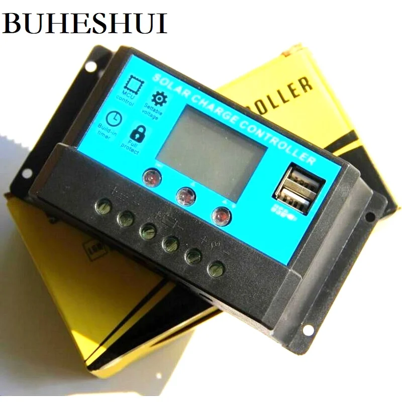 

BUHESHUI 5pcs Solar Panel Controller With LCD Display Solar Regulator Battery Charger System 30A 12V/24V With Dual USB Chargr