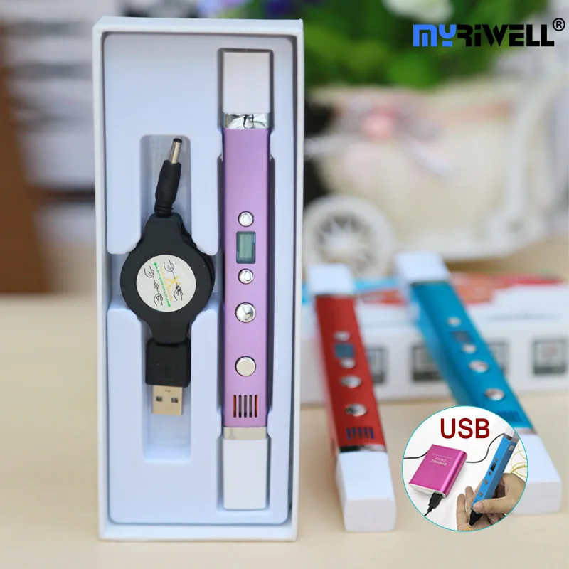 Myriwell 3d stift RP100C + PLA 1,75mm filamen 3d print pen metall shell USB power kompatibel ABS PCL PLA 3 modi