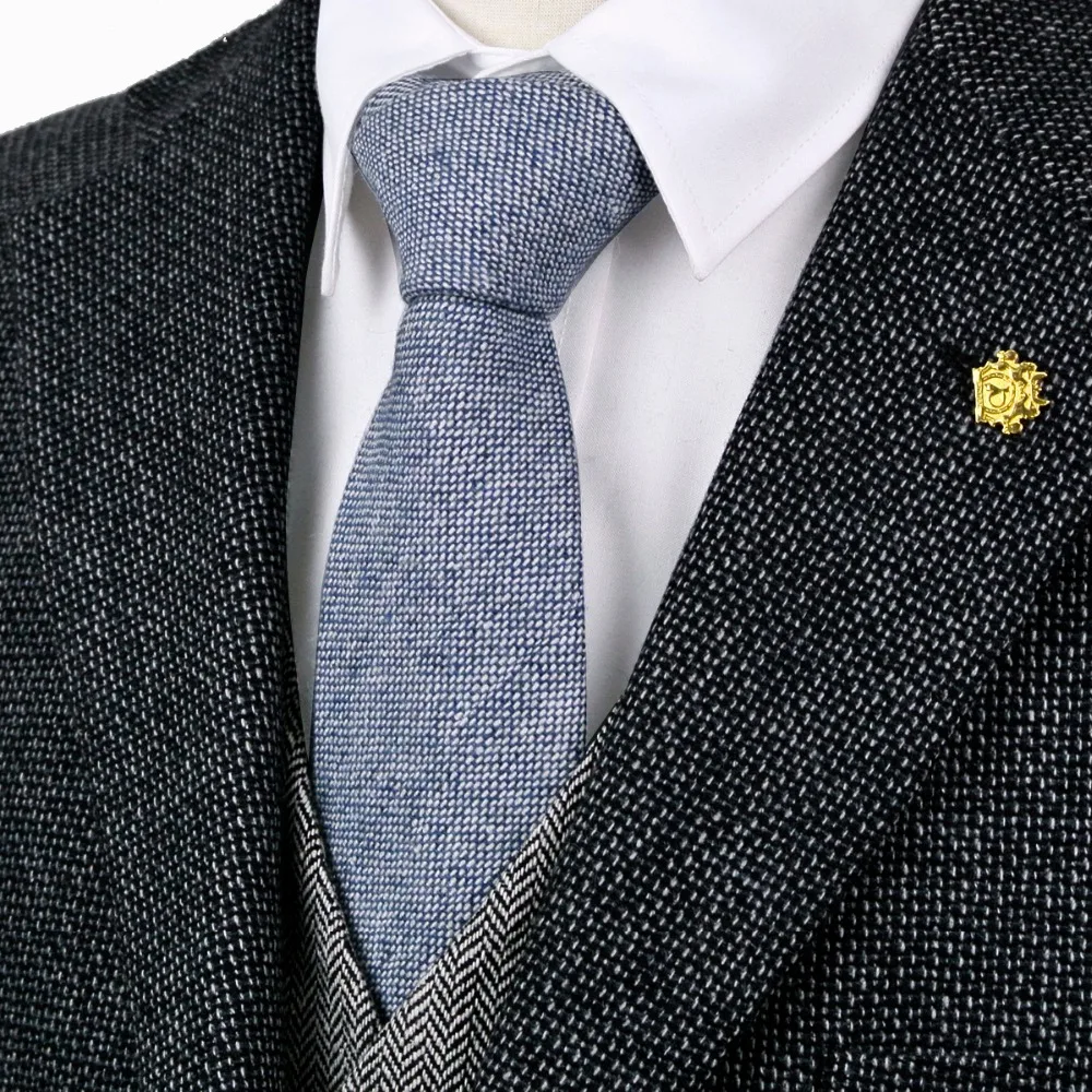 Gentleman Blue Green Gray Grey Dark Brown Beige Pink Solid Men\'s Ties Neckties Wool Wholesale Suit Gift For Men Elegant New
