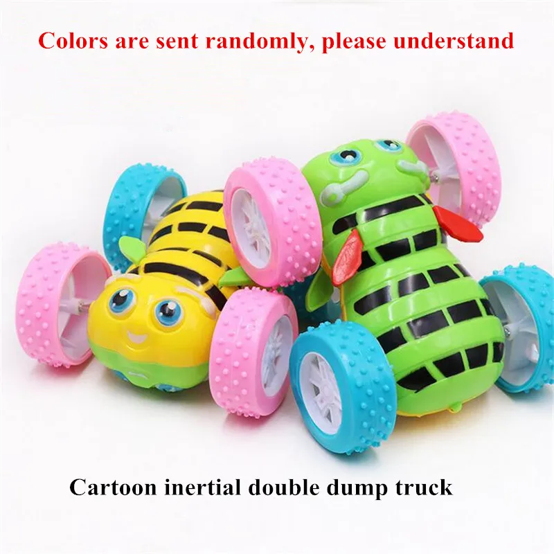 1Pcs Plastic Clockwork Toys Cartoon Inertial Double-sided Bee Dump Truck Wind Up Clockwork Toy Kids Educational Toy