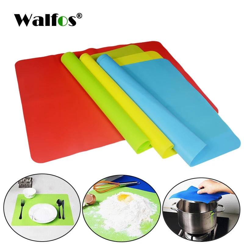 WALFOS 1 Piece Food Grade Baking Mat Heat Resistance Table Placemat Pad Silicone Oven Mat Heat Insulation Pad Bakeware Table Mat