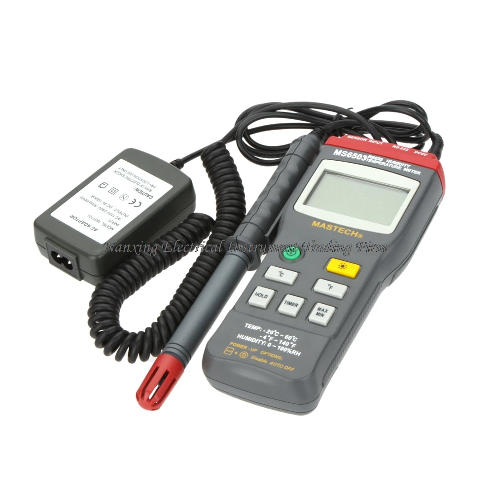Chegada rápida mastech ms6503 digital thermo-higrômetro termômetro temperatura medidor de umidade termometro testador rs232 interface