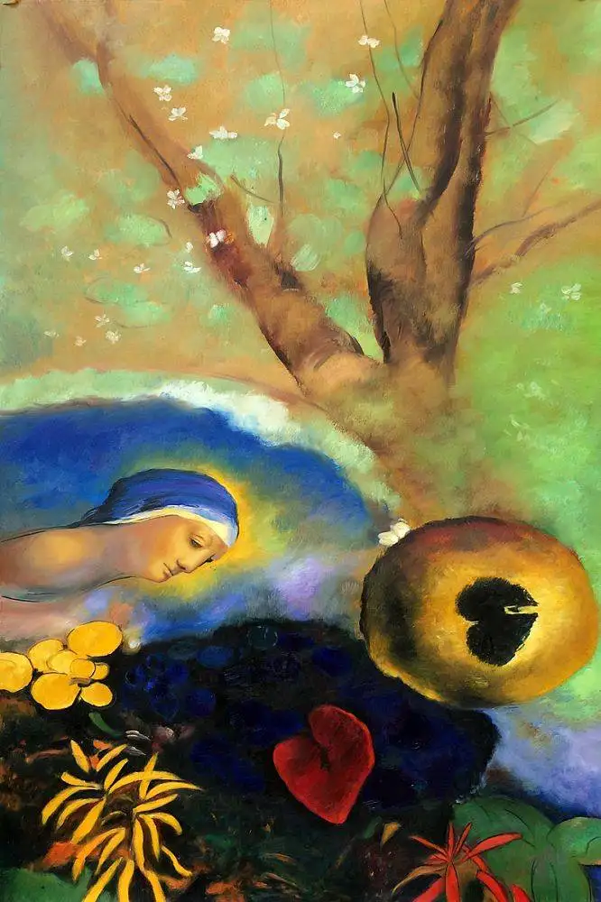 

Symbolism Art Famous Canvas Wall Painting Homage to Leonardo da Vinci, 1908 by Odilon Redon Home Decor Oil Painting on Canvas