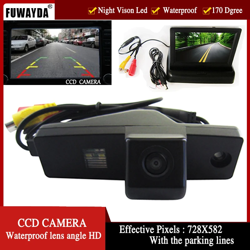 FUWAYDA Color CCD Car RearView Camera for Toyota Highlander Kluger Lexus RX300,with 4.3 Inch foldable LCD TFT Monitor WATERPROOF