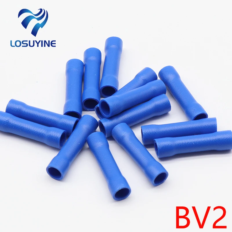 BV2 BV2.5 Full Insulating Wire Connector cable Wire Splice Terminals Joiner Crimp Electrical Fully Insulation BV2 BV 100 PCS BV