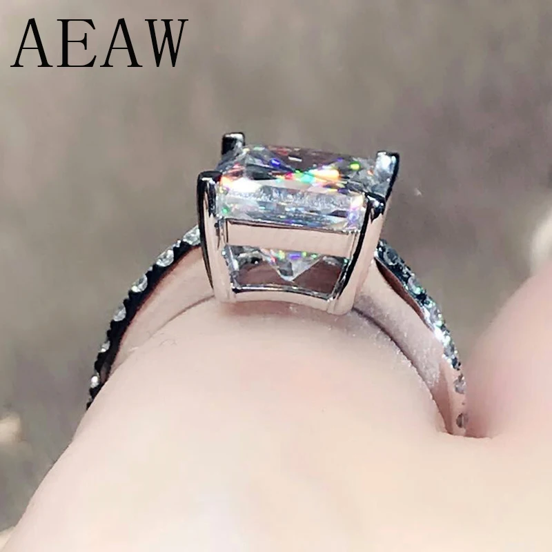 AEAW 4CT Radiant Cut GH Moissanite Engagement Ring in 9K White Gold  Diamond Fine Jewelry For Women VS F Gems