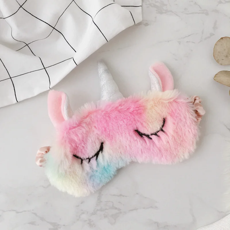 Cute Unicorn Sleeping Eye Mask Cartoon Blindfold Eye Cover Shadow Soft Cover for Girl Kid Teen Traveling Sleep Eyeshade Eye Aid