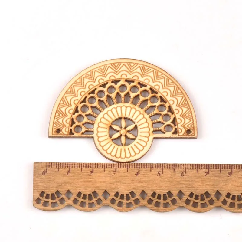10pcs Natural Wooden fan Drop pentant Sector Handmade Diy Scrapbooking Craft earring Hanging Charms decoration MT1998