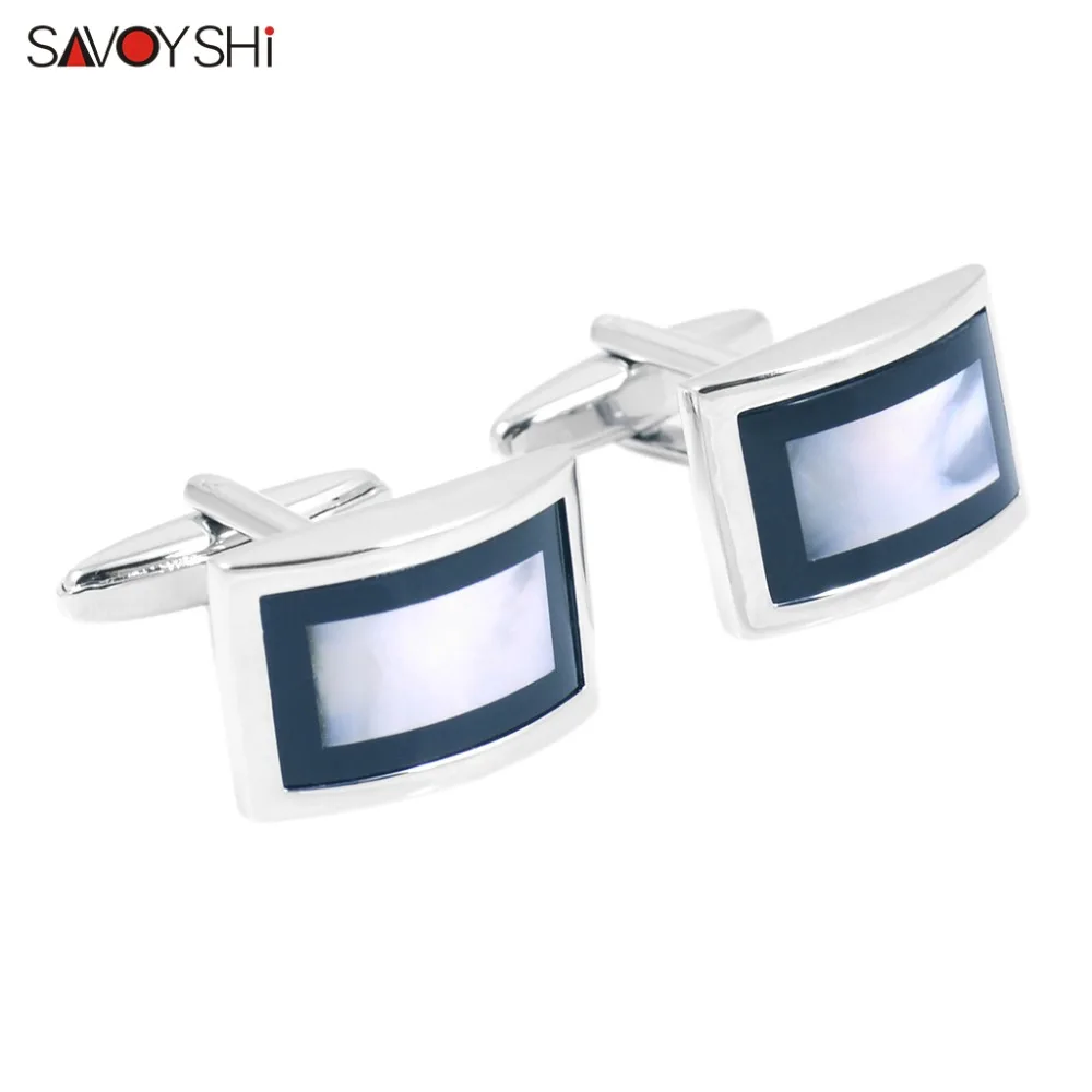 SAVOYSHI Luxury Shell Cufflinks for Mens Shirt Brand Cuff bottons High Quality Square Wedding Cufflinks Fashion Gift Men Jewelry