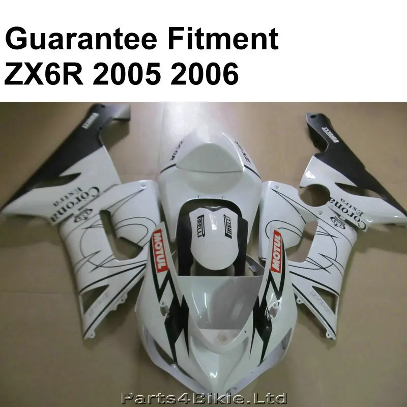 bodywork kit for Kawasaki  fairings ZX6R 05 06 white black Ninja ZX 6R 636 2005 2006 fairing kit 7 gifts YY52