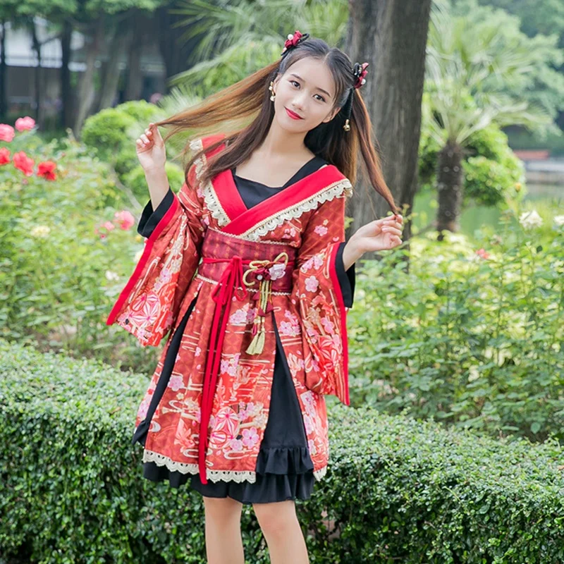 

Yukata female kimonos woman 2019 Japanese kimono traditional dress obi haori Japanese cosplay clothing geisha costume DD1555