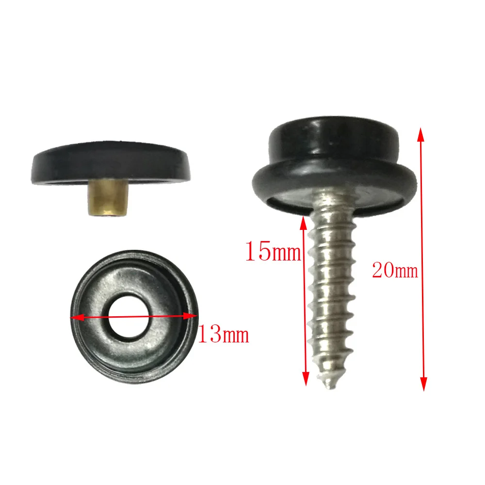 Black Snap Button Fastener Screw Studs Kit For Canvas Tent Canopy Boat Marine Crafts Fastener Sockets Tent Accessories