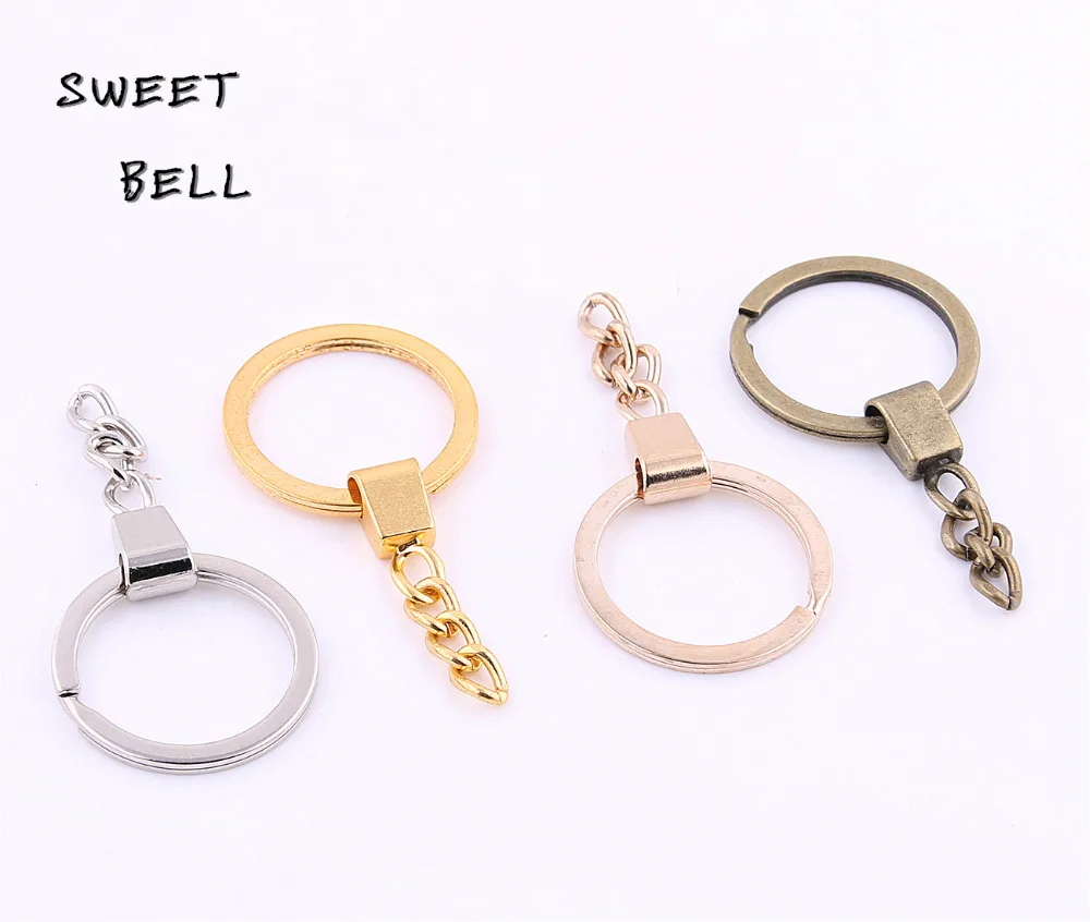 10 Pcs New Style Key Ring Key Chain Rhodium Color 60mm Long Round Split Keychain Wholesale