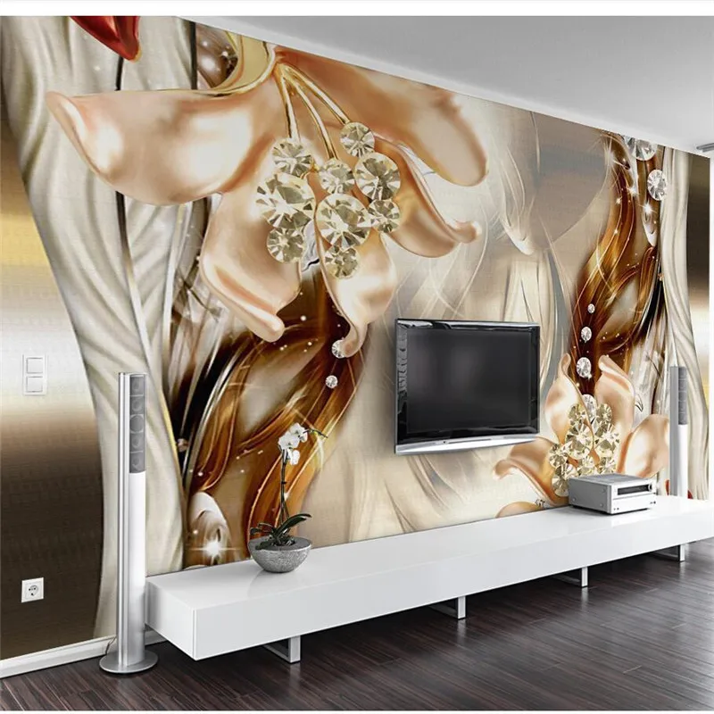 

wellyu Custom wallpaper fantasy 3d mural three-dimensional jewelry flower living room bedroom jewelry background papel de parede