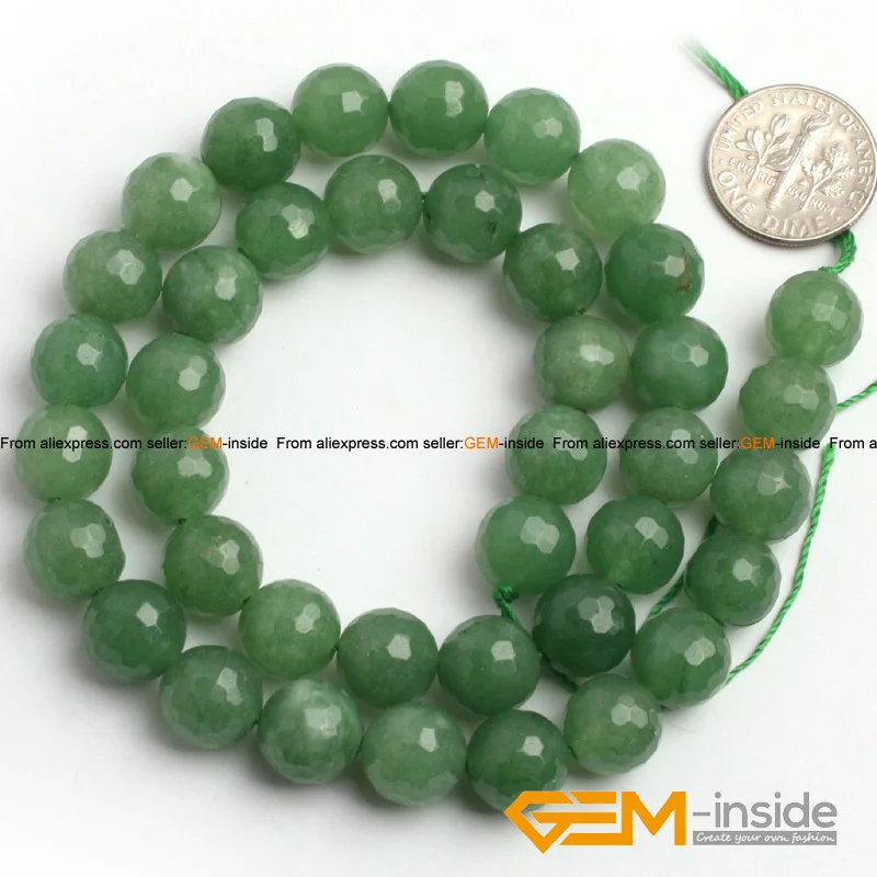 10mm Round Faceted Green Aventurine Jad Beads Natural Stone Beads DIY Loose Beads For Jewelry Making Strand 15\