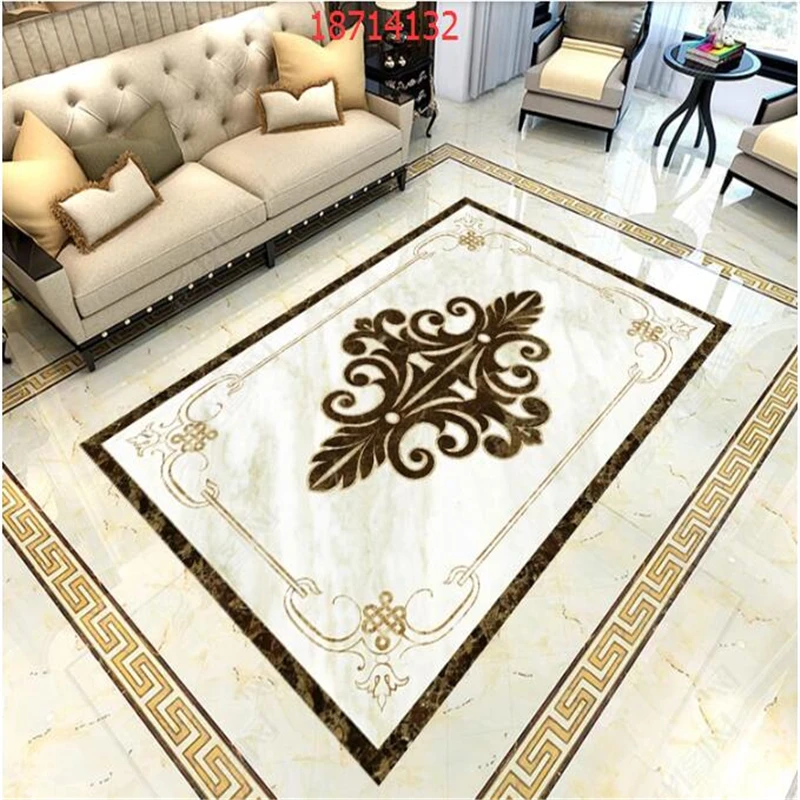 

beibehang Custom size PVC material marble mosaic tile retro European floor tile brick ceiling floor painting wallpaper behang