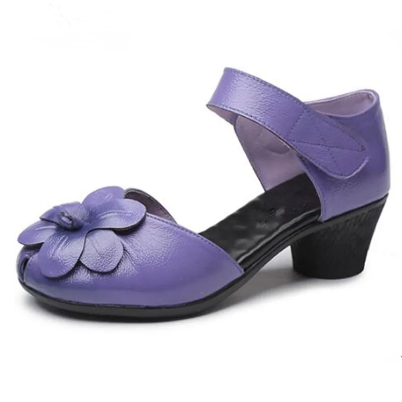 Hete Elegante Comfort Zomer Dames Sandalen 2024 Klassieke Bloemen Zomer Mode Sandalen Echt Leren Schoenen Vrouw Casual Sandalen