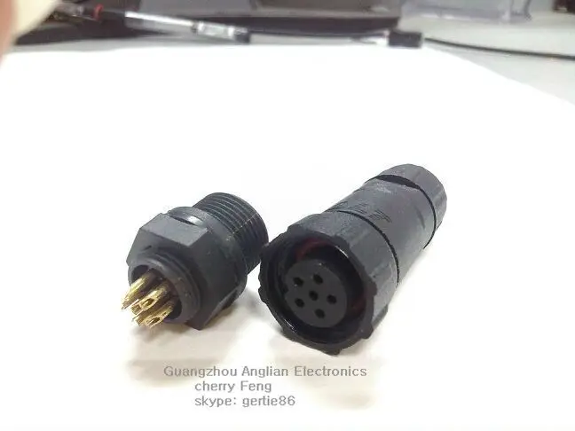 Factory sell directly, IP68 waterproof connector 6 pin, M14 panel type, cable connector, can fixed on boxes