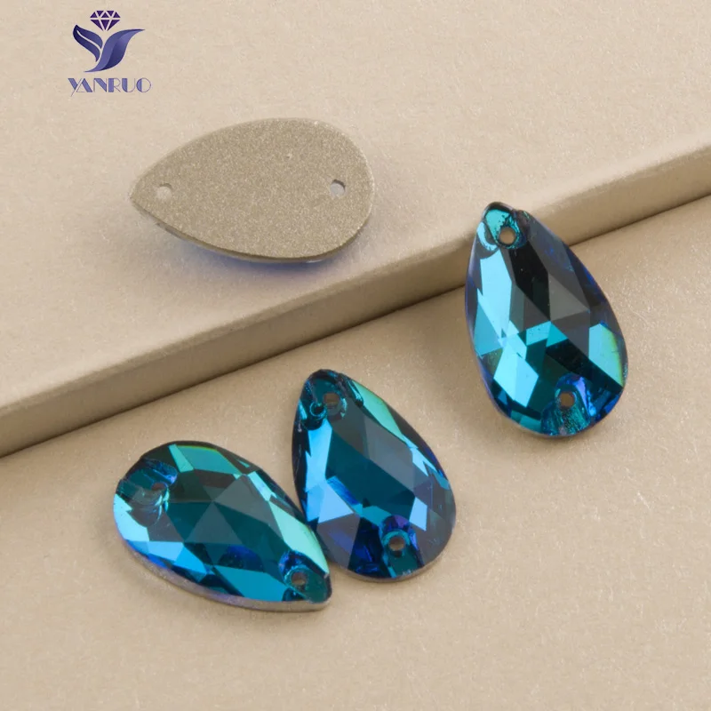 YANRUO-diamantes de imitación de circonita azul para costura, pedrería de cristal de estrás de cristal para manualidades, gemas planas, costura, ropa, manualidades, 3230