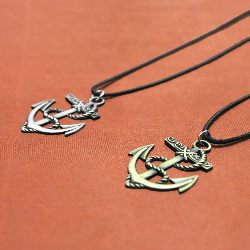 Anchor Choker Necklace For Women Retro Leather Chain Anchor Necklaces Pendants Men Jewelry Party Gift