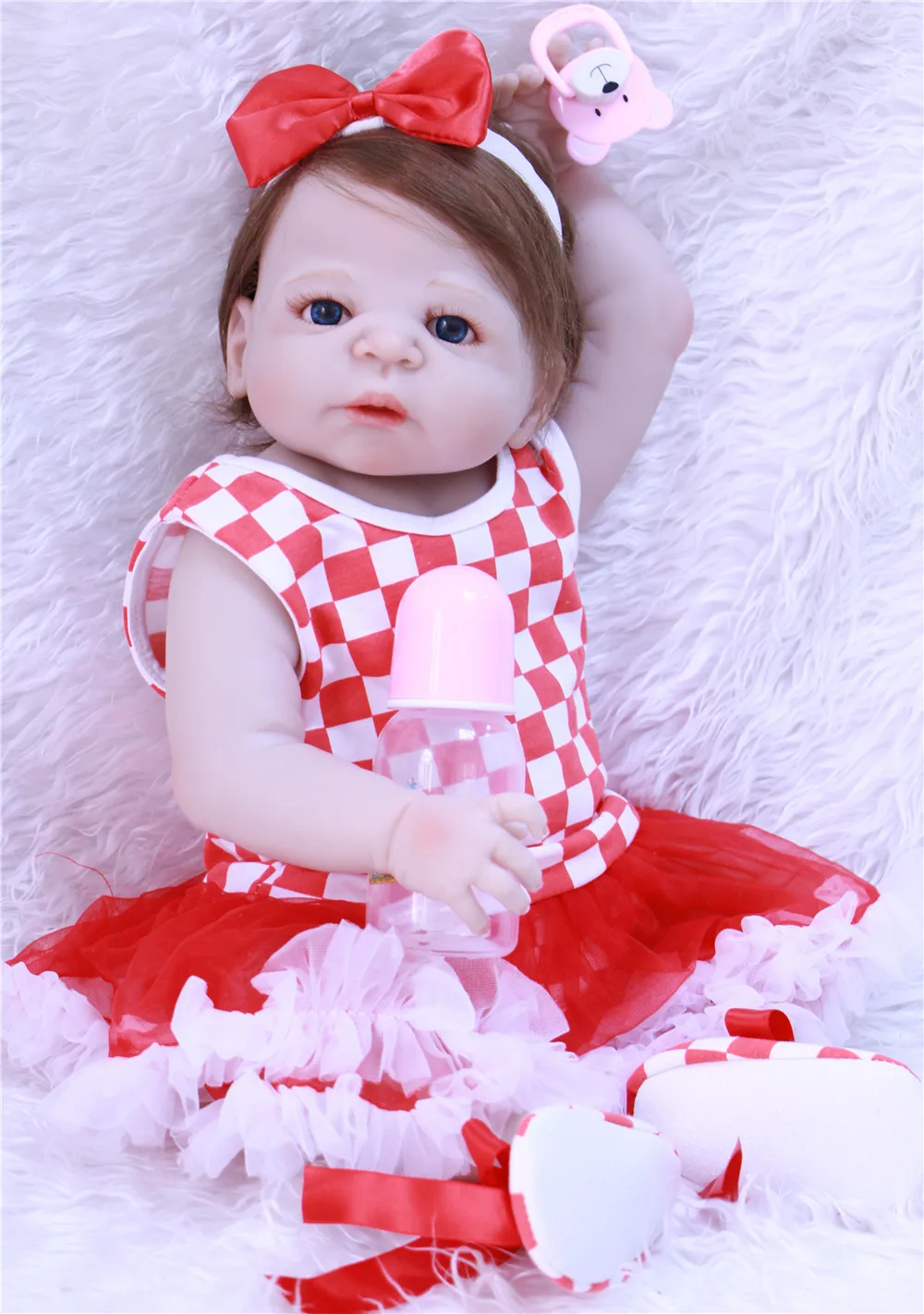 

Pretty reborn babies full silicone doll reborn for child gift toys bebe 22" reborn menina de silicone menina 55 cm