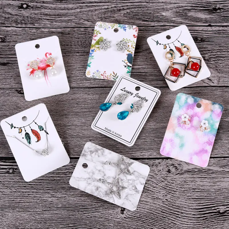 Hotsale 500pcs/lot 5x7cm Colorful Paper Necklace/Pendant Earring Cards Jewelry Packing Cards for jewelry accessory Display Card