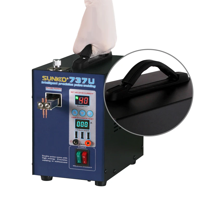 SUNKKO 737U Battery Spot Welder 2.8kw LED light Pulse Spot Welding Machine USB Charging Testing for 18650 Battery Weld