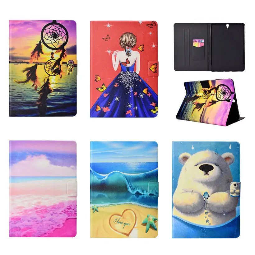 Case For Samsung Galaxy Tab S3 9.7 T820 T825 SM-T820 Smart Cover Funda Tablet Fashion Girls Silicon PU Leather Stand Skin Shell