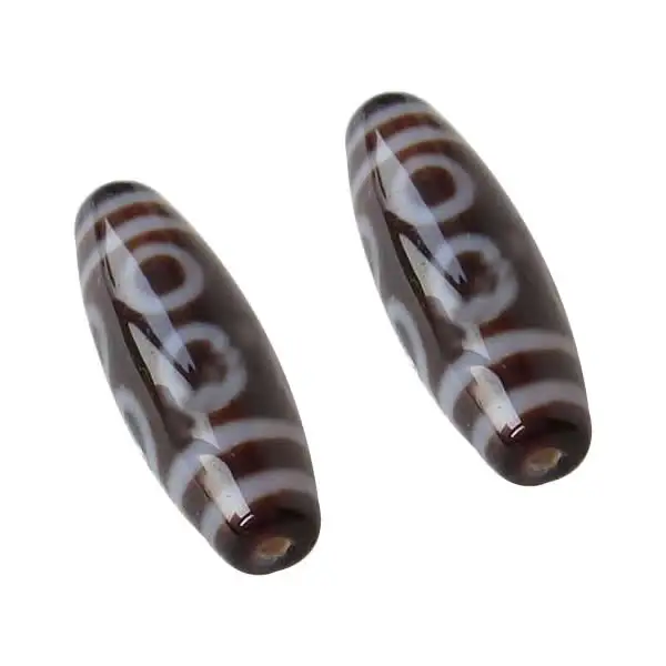 5PCs/Lot Natural Tibetan Dzi Beads, Oval, eight-eyed & two tone, Grade AAA, 13x39mm, Hole:Approx 2mm, Sold By Lot