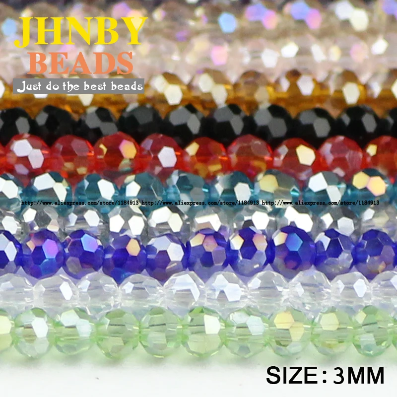 JHNBY Ball Faceted Austrian crystal beads 3mm 200pcs Top quality Round sphere shape Loose beads for jewelry making bracelet DIY