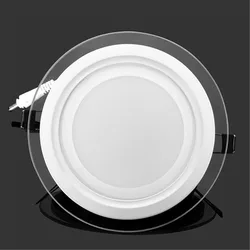 Oświetlenie panelowe LED okrągły szklany Panel Downlight 6W 12W 18W oświetlenie sufitowe do wbudowania światło punktowe lampy wewnętrzne AC85-265V