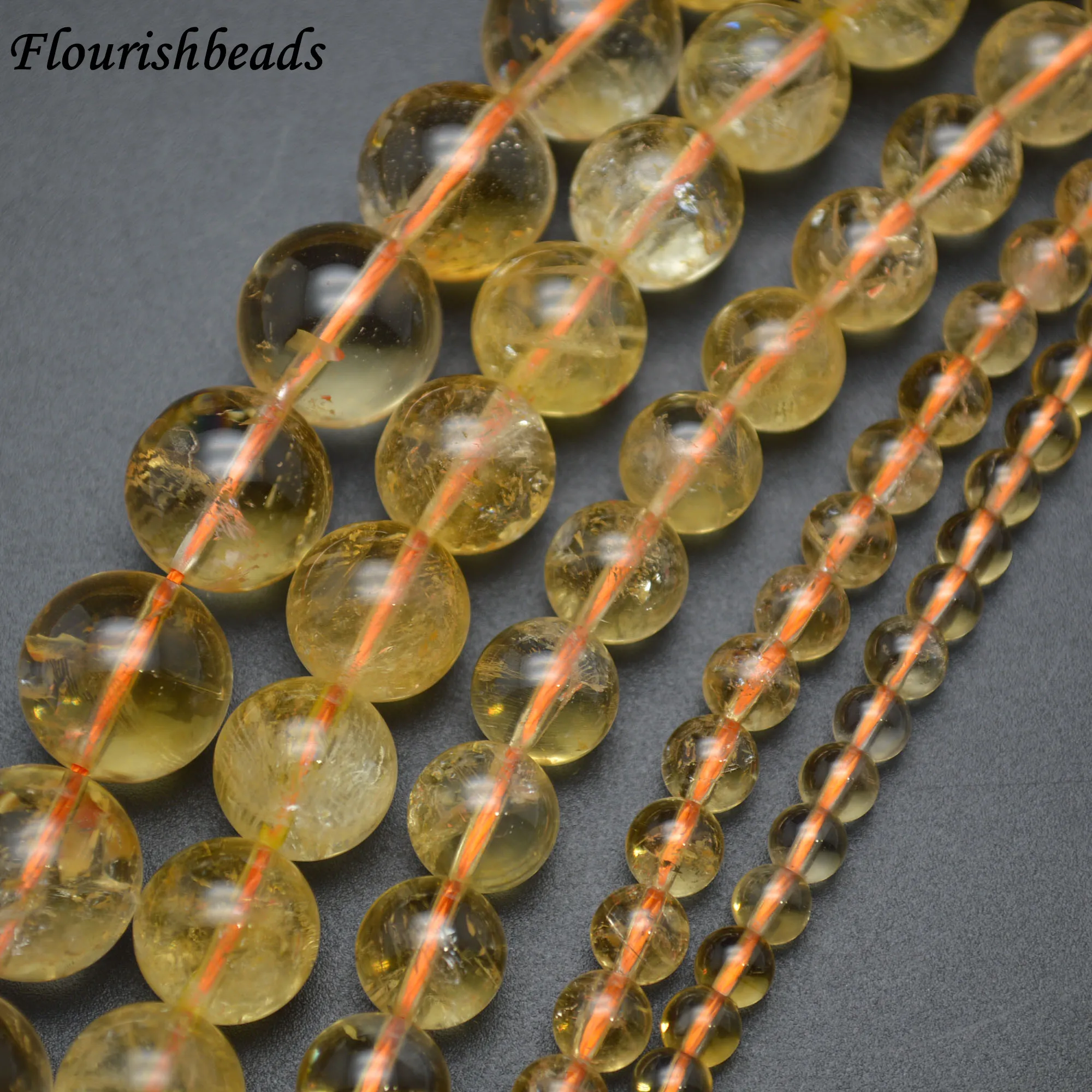 

4mm~14mm High Quality Natural Citrine Yellow Quartz Stone Round Loose Beads DIY Jewelry Necklace Making Materials