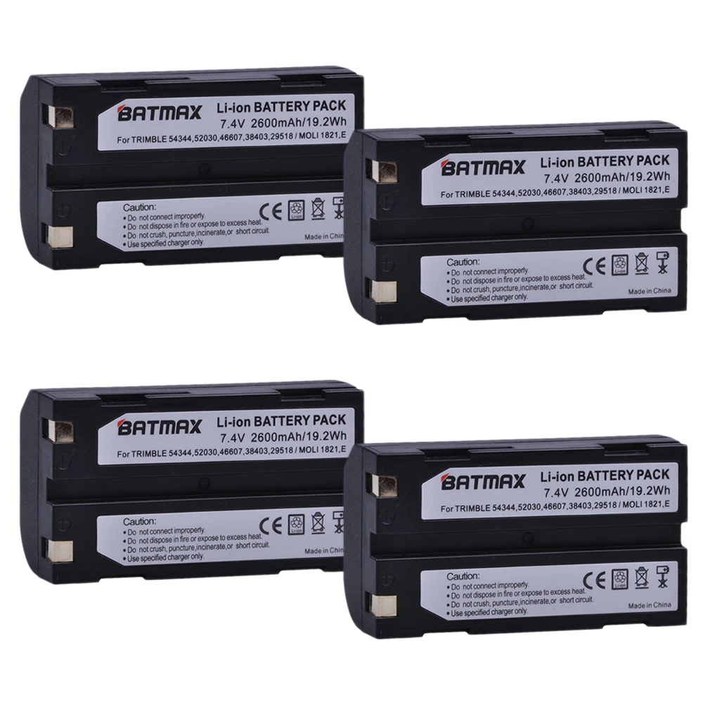 

Batmax 4pcs 2600mAh Battery for Trimble 54344,29518,46607,52030,38403,R8,5700,5800, R6, R7, R8, R8 GNSS,MT1000 GPS Receiver